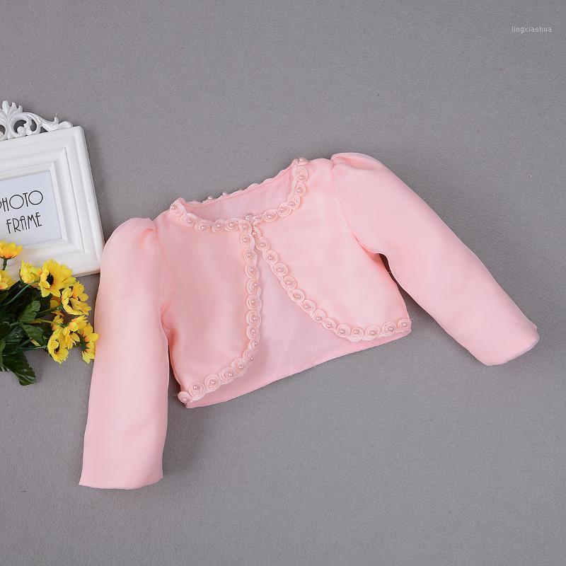 

2020 Sweet Girl Baby Beaded Long Sleeved Jacket Girls Infant Fashion Princess Cotton Shawl Jackets Newborn Birthday Clothing1, White