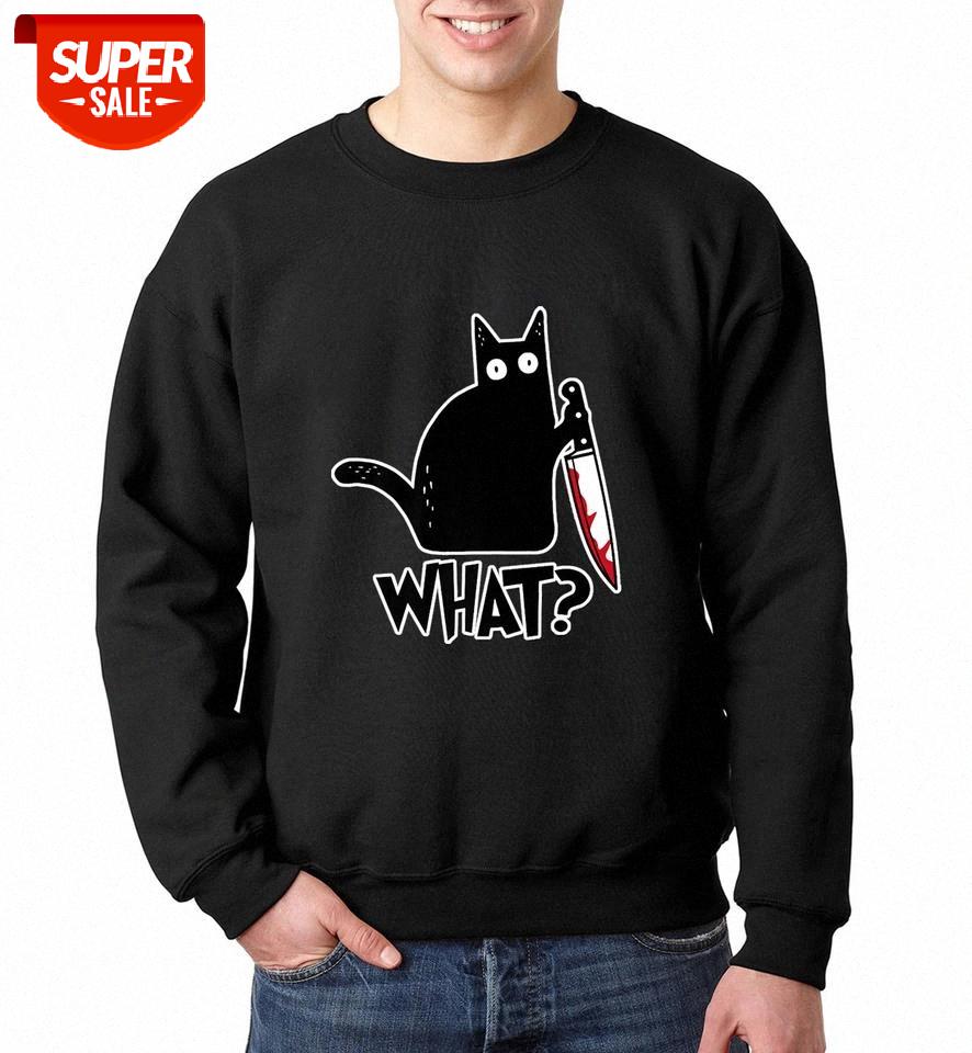 

Cat What Murderous Cat With Knife Funny Halloween Gift fleece Hoodie Jacket Cotton crew-neck hoodies for men and women #0P0q, Black