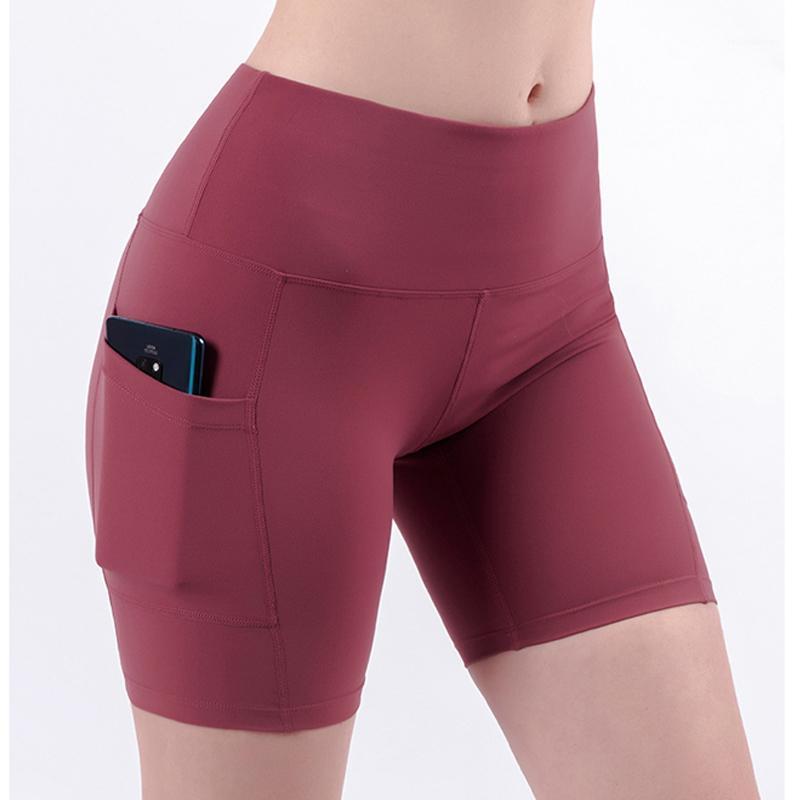 

Fitness Shorts Womens Training Bicycle Compression Shorts Pockets For The Mobile Elastic Clothes Women Sport Workout Lady1, Black