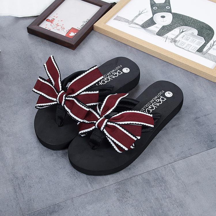 

Flat Shoes Female Slippers Women Summer Flower Butterfly-Knot Rubber Flip Flops Slides Low Platform On A Wedge Hawaiian Beach