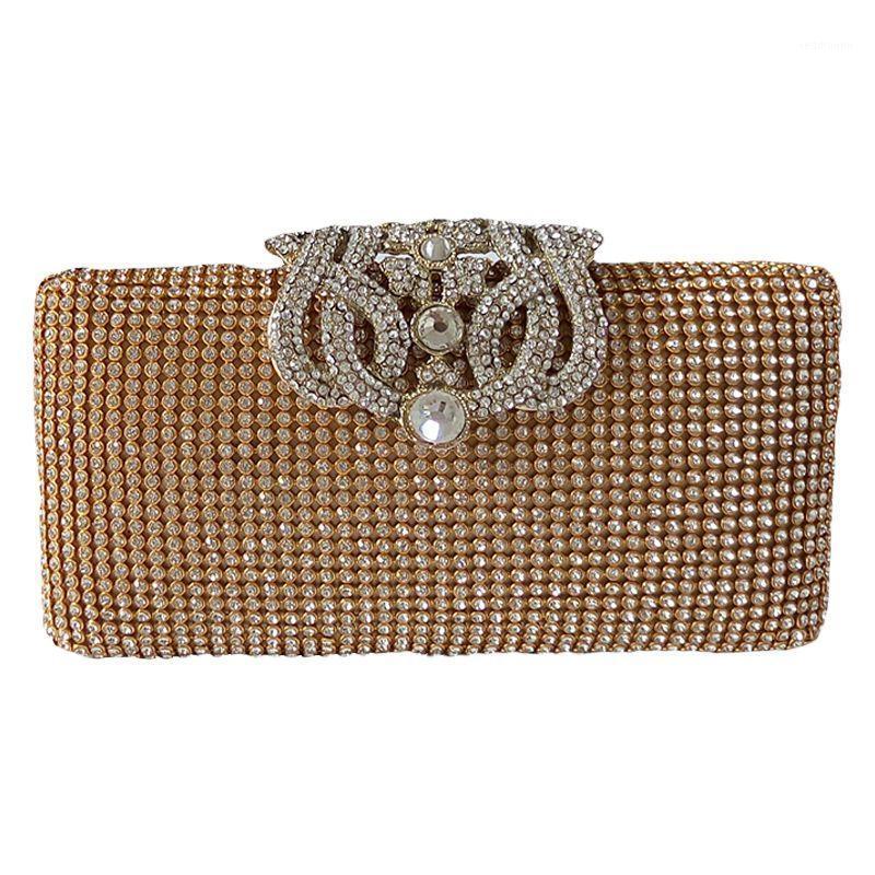 

Dazzling Rhinestone Encrusted Evening bag Clutch Purse Party Bridal Prom1, Gold