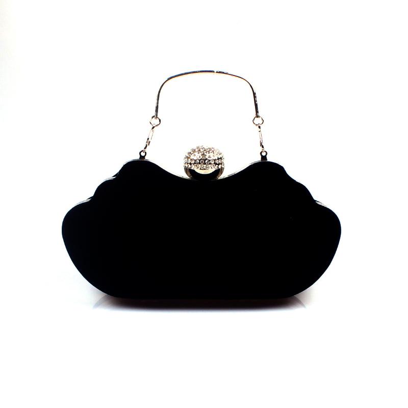 

New Super Soft Velvet Evening Bag Flannel Diamond Set Evening Bag Bride, Black