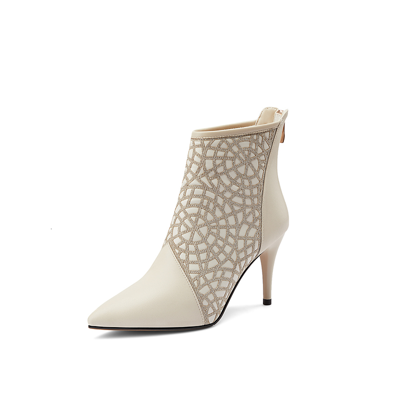 

2021 New Women Ankle Cut-outs High Heels Ladies Shoes Woman Party Dancing Pumps Basic Leather Boots Adlj, Black