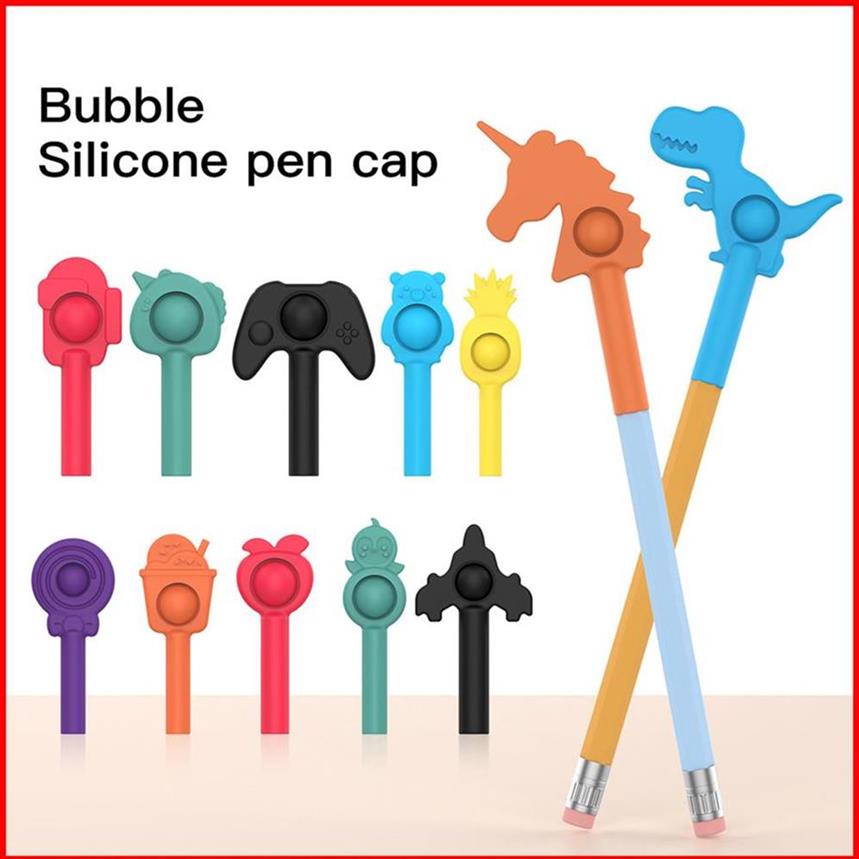 

Press Bubble Pen Cap Decompression Toys Silicone Push Simple Dimple Squeeze Fidget Stationery Relieve Stress for Student Adulta13a36
