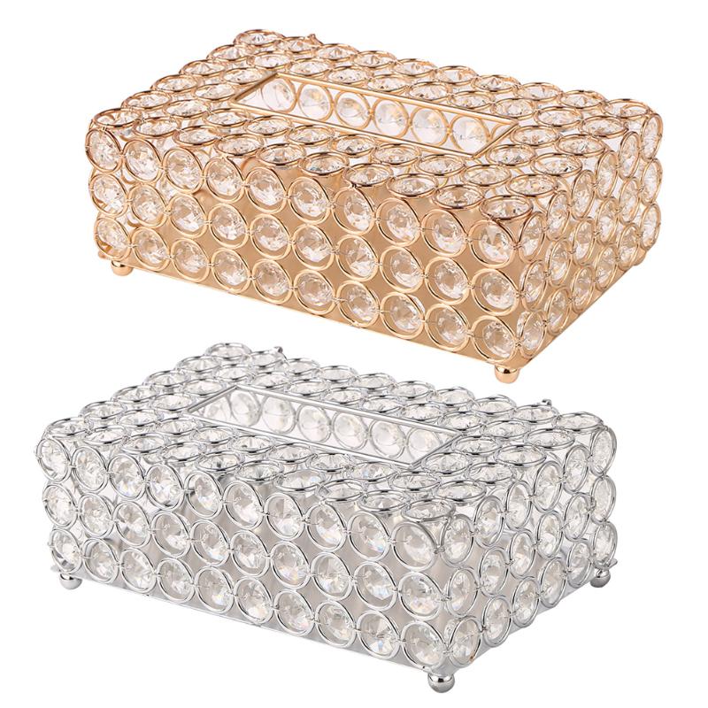 

Square Artificial Crystal Napkin Tray Container Wedding Party Decoration Tissue Case Paper Rack Dispenser Storage Box