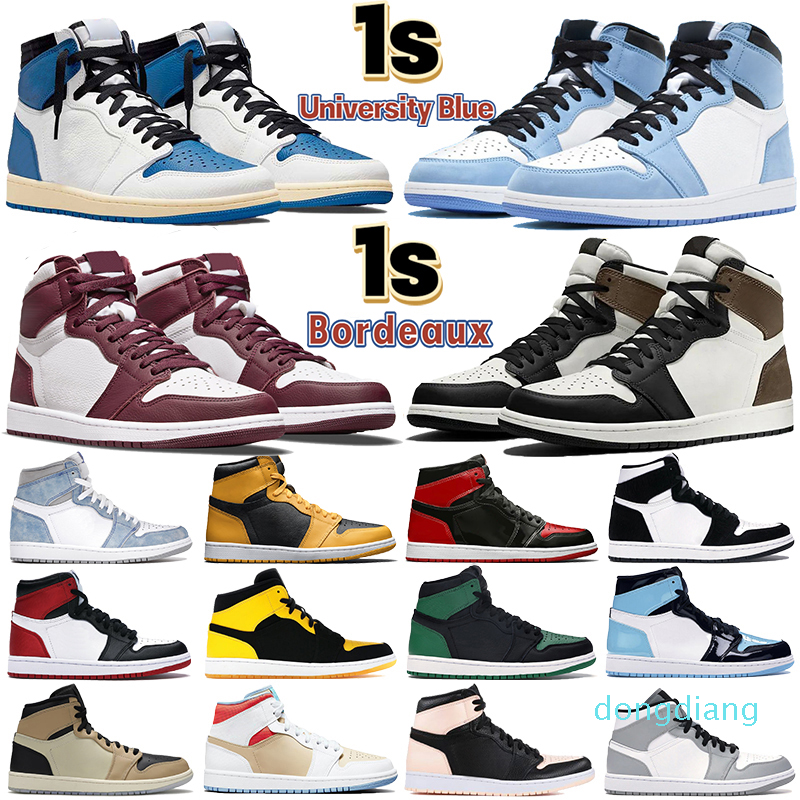 

Mens 1 high OG basketball shoes 1s Bordeaux University Blue dark mocha bred shadow UNC twist seafoam men women Sneakers trainers