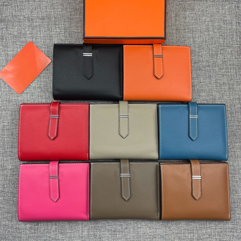 

Best Quality Designers Bags Lady Bearn Wallet Calfskin Purse Gold Silver Hardware Lady Handbags Card Slots Women Bags with Box, Gold short style