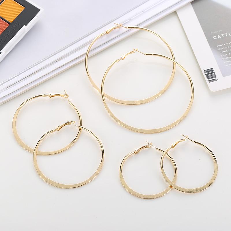 

Hoop & Huggie Women 4.5-7.5cm Small Big Circle Earrings Statement Ear Ring Fashion Jewelry Gift Nightclub DJ 2021