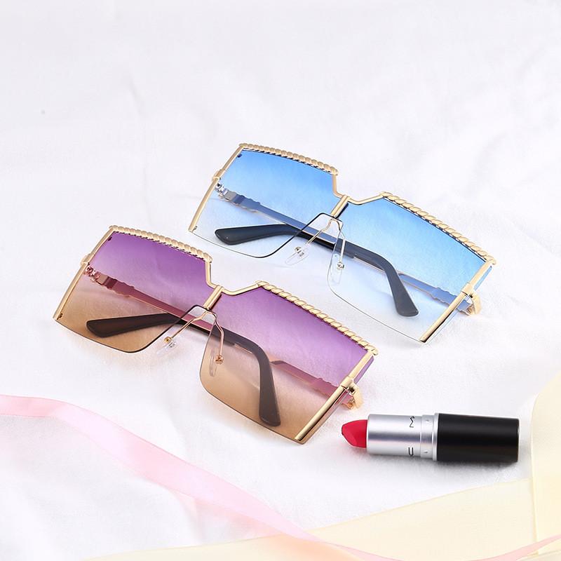 

Sunglasses Rimless Oversize Metal Logo Gradient Color Womens Trendy AS017