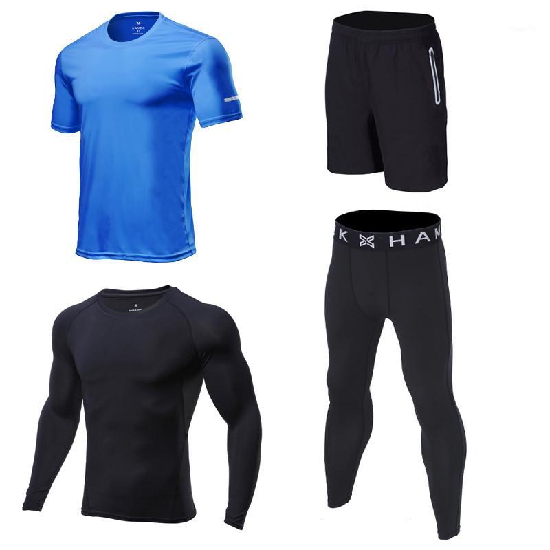 

2020 men' trainning exercise set jogging running sets sports gym compression suit quick dry yoga fitness jogging sports clothes1, 36386381620624 black