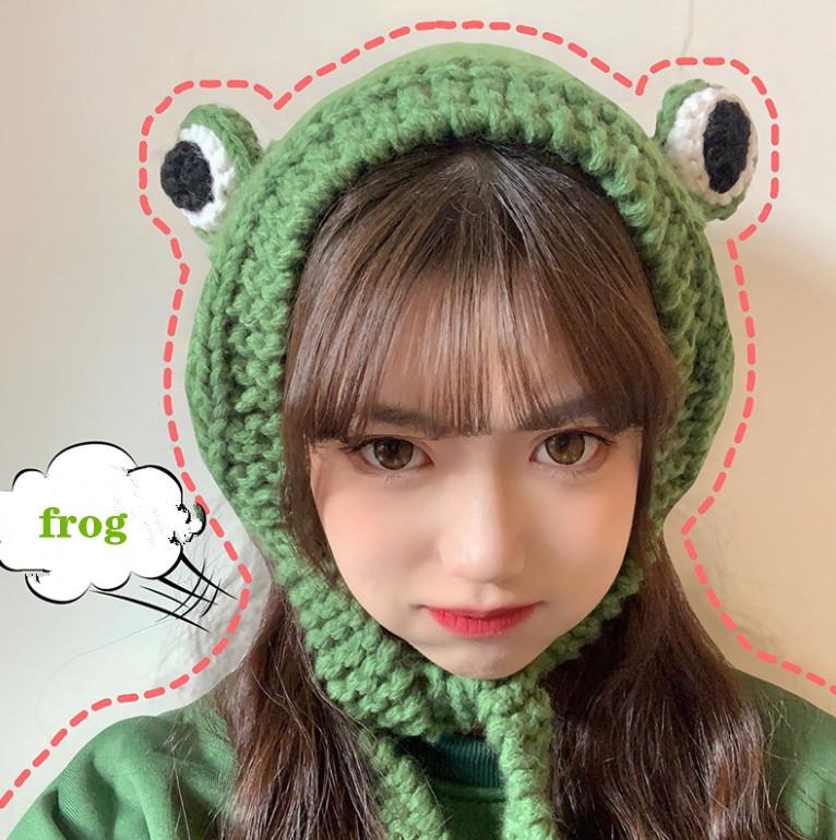 

Winter Skullies Cute Women Frog Hat Crochet Knitted Hat Costume Beanie Hats Cap Women Gift Hip-hop Cap Photography Prop Party, Yellow