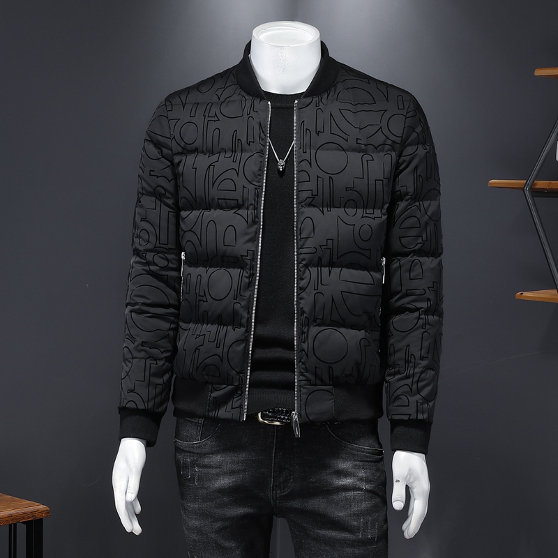 

2022 new men's top thick coat white duck down jacket casual letter printing autumn and winter trend warm stand collar clothes, Extra amount