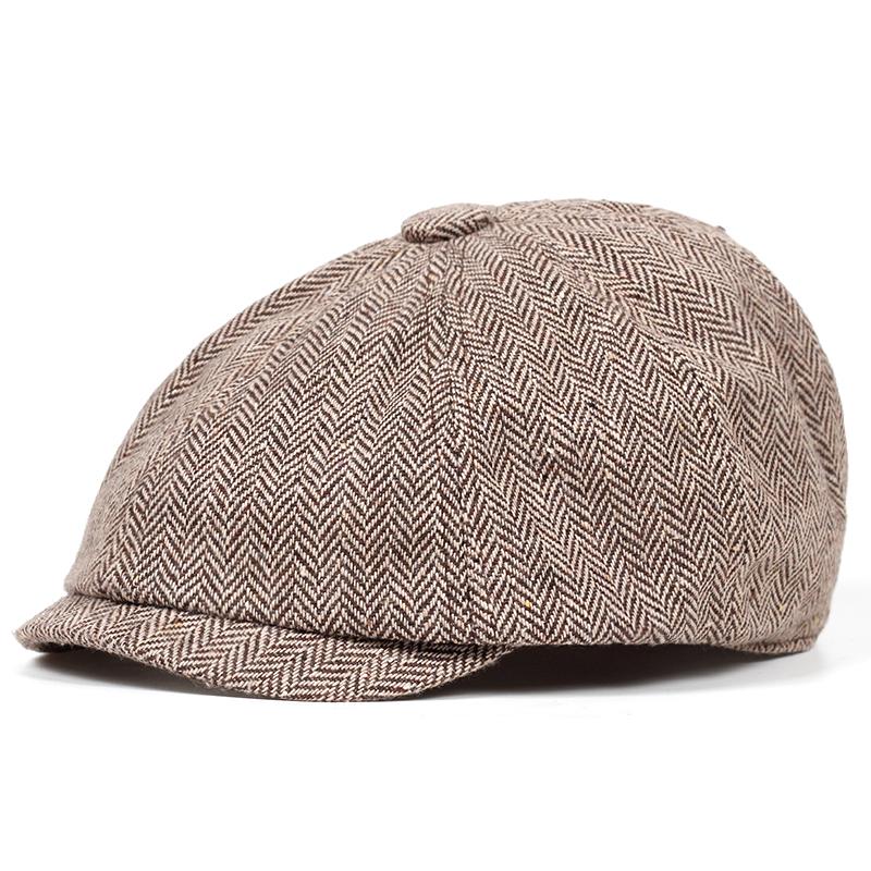 

Berets Fashion Stripe Beckham Male Octagonal Cap Est Men Woolen Boy Caps Painter Beret Hat Casual Hats, Khaki