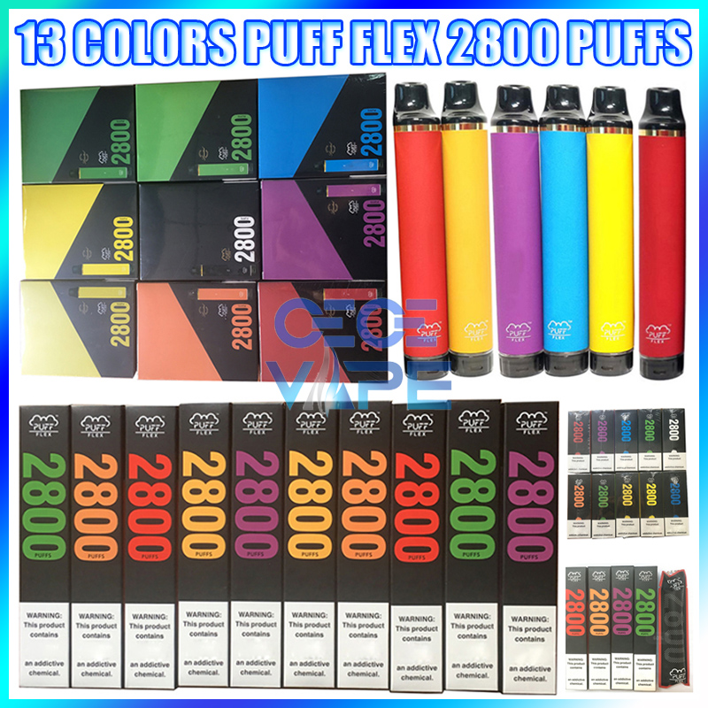 

NEW Puff Flex Disposable Vape Pen With 1500mAh Battery 10ml Pod Cartridge 2800 Puffs Puff Bars Empty Vapor E Cigarette Kit