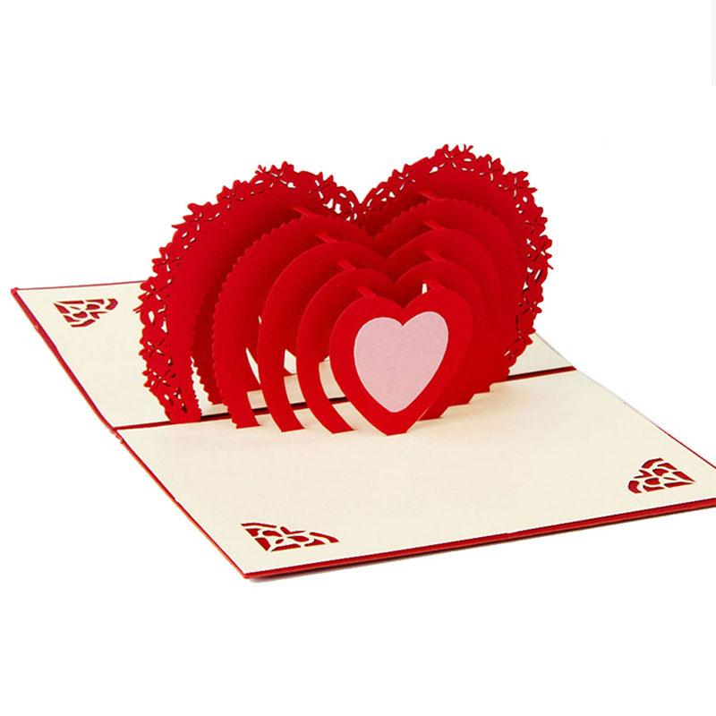 

3D Up Card Handmade Love Heart Anniversary Valentine Birthday Christmas Postcard for wedding