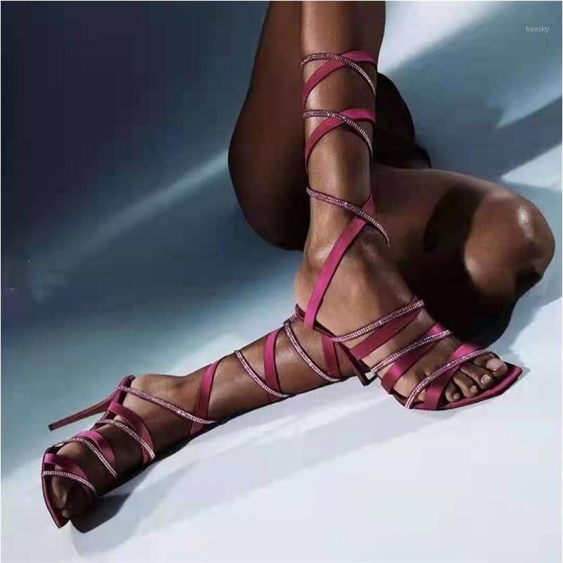 

Bling Crystal Rhinestone Sexy Sandals Women Summer Ankle Lace-Up Open Toe Thin High Heel Sandals Wedding Dress Shoes1, Black