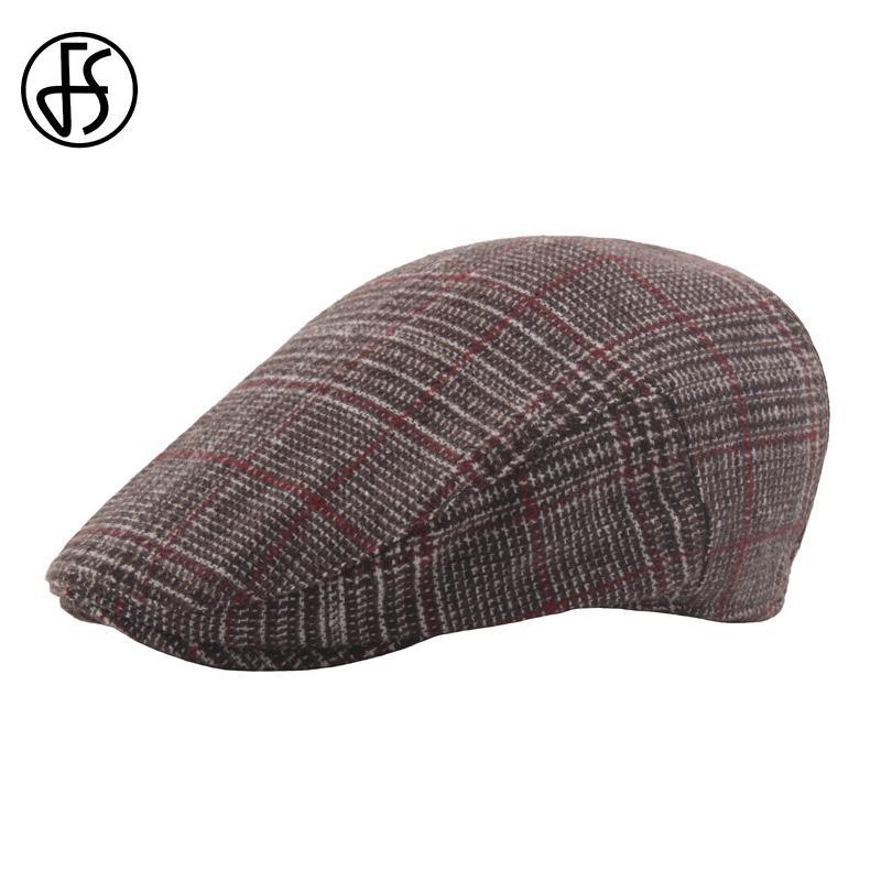 

FS Retro Spring Tweed Plaid Ivy Flat Cap Beret For Men Women Elegant Red Khaki Sun Visor Artist Painter Berets Homme Hiver, Red beret