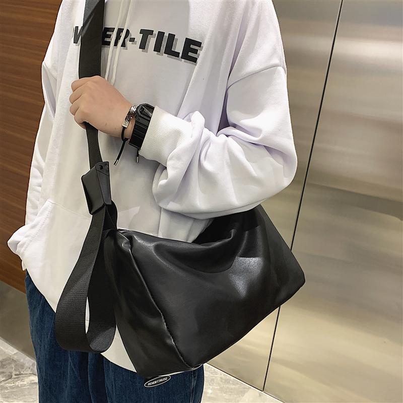 

Messenger Bag Fashion Brand Japanese Simple Pu Female Bag Shoulder Casual Wild Ins Trend Couple Sports, Black