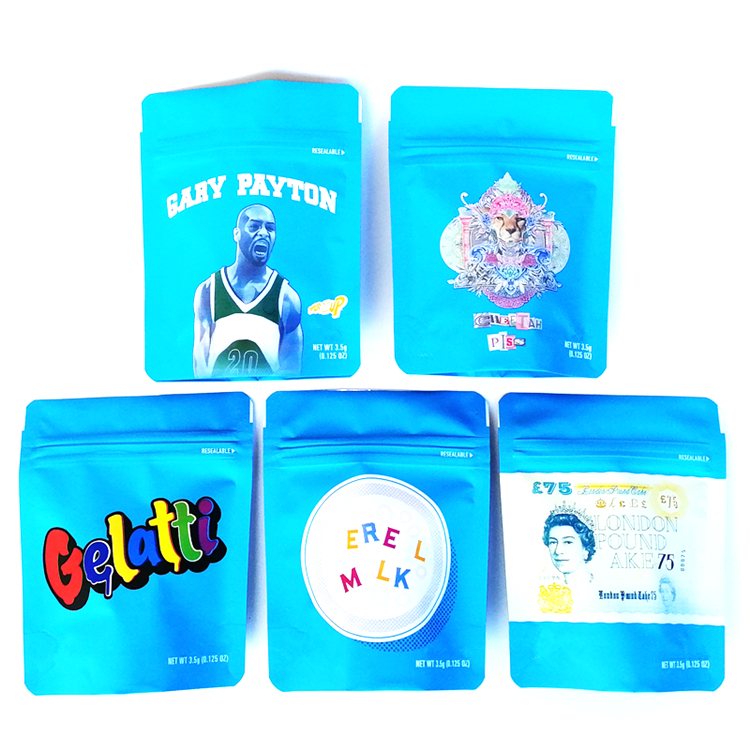 

Empty 3.5g Cookie Mylar Bags California SF White Runtz Jokes Up Fly Joker Jungle Boys Gas Co Trufflez THE TEN Space Astronauts Stand Up Pouch Smell Proof Packaging Bag