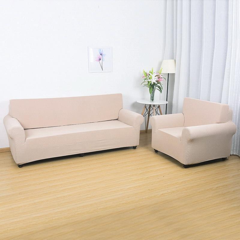 

Hot Fashion 4 Sizes Solid Color Knitted Cotton Sofa Cover Slipcovers All-inclusive Couch Case For Different Shape Sofa1
