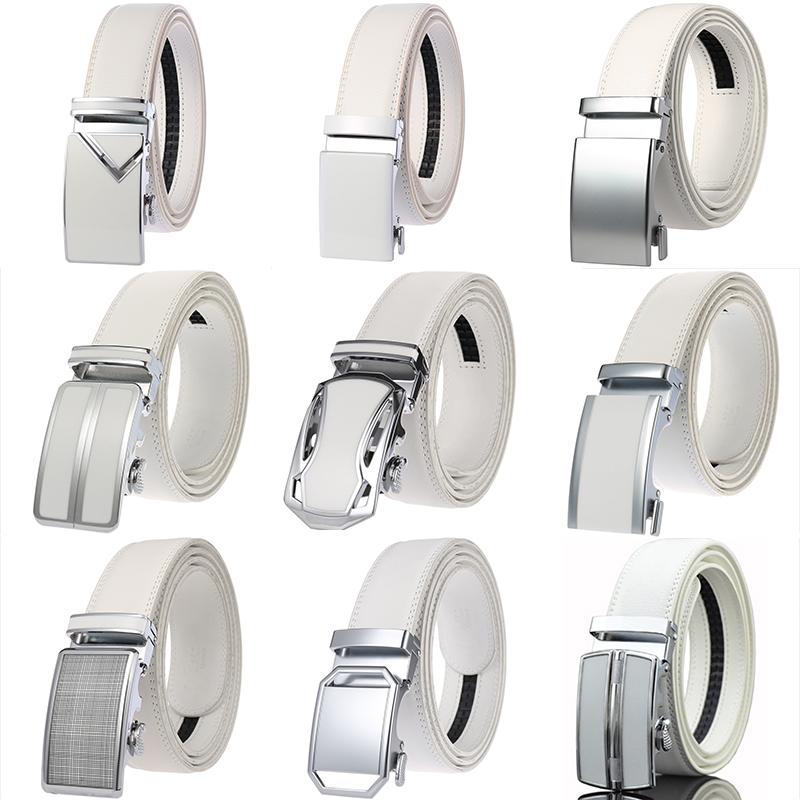 

CETIRI 130cm 140cm 150cm 160cm Plus Size Long Belt White Men Belt Alloy Automatic Buckle Real Cowhide Leather Belts, Black