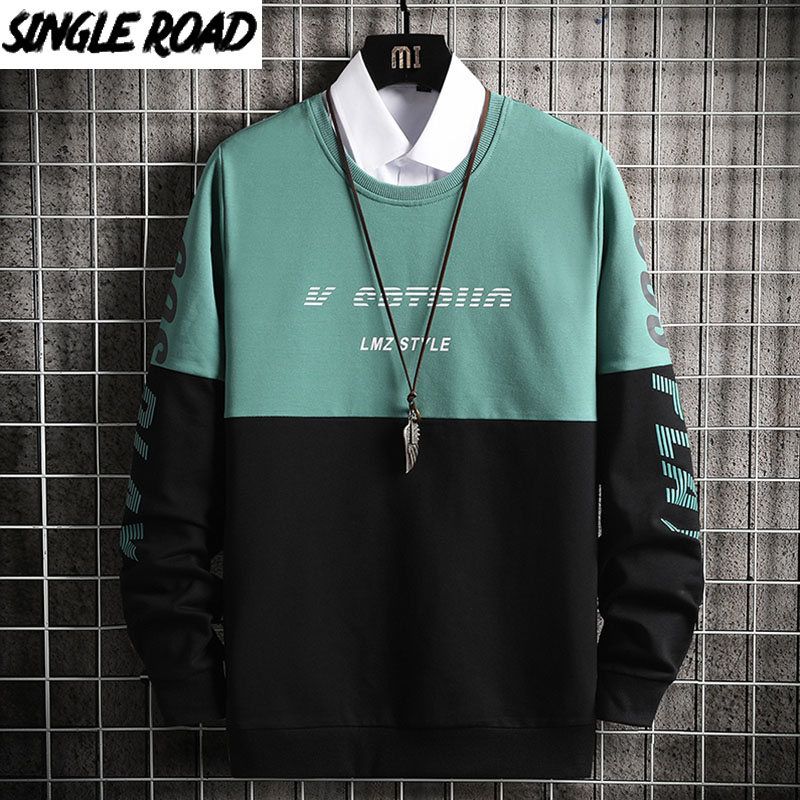 

Crewneck Sweatshirt Men 2020 Autumn Patchwork Japanese Streetwear Hip Hop Casual Black Hoodie Men Hoodies, Blue sweatshirt men