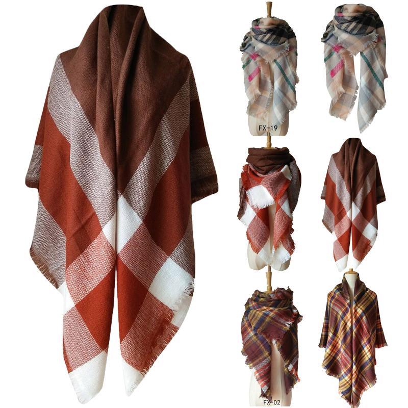 

Ladies Warm Long Shawl Colorful Scarf Casual Scarf Double Sided Lattice Large 1
