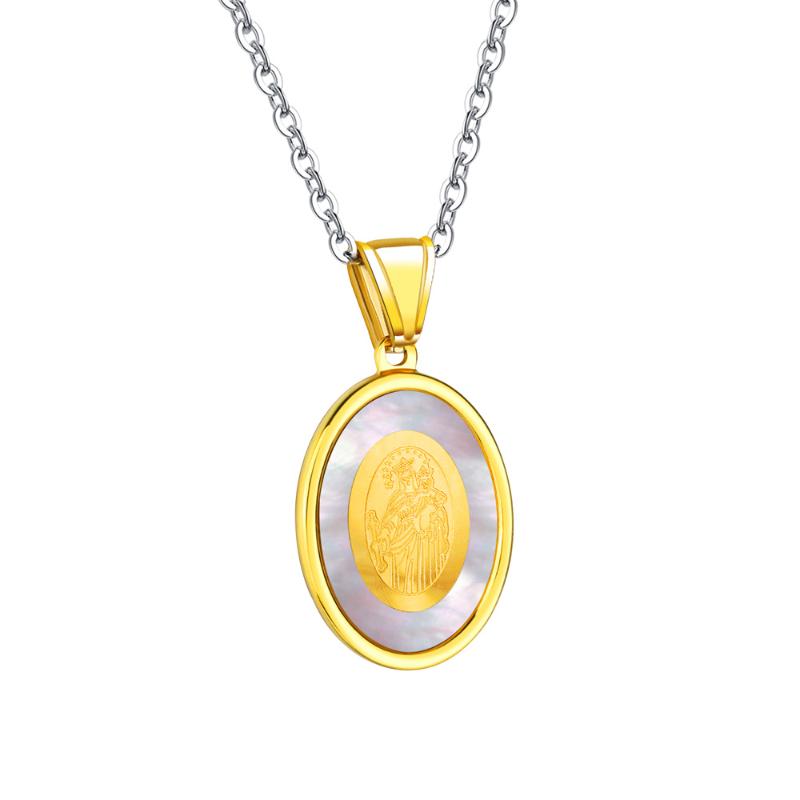 

FIREBROS 2021 Gold Silver Color Stainless Steel Guadelupe Virgin Mary Pendant Necklace Choker Collar Women Men Jewelry GX1357