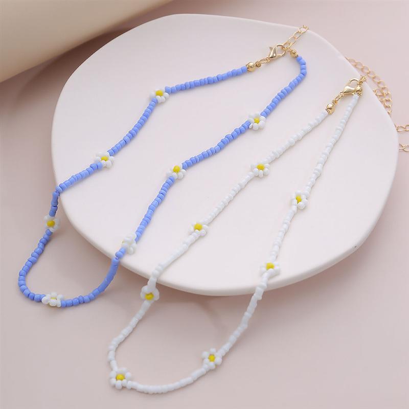 

1PC Personality Colorful Beaded Necklace Handmade Beaded Daisy Neck Jewelry