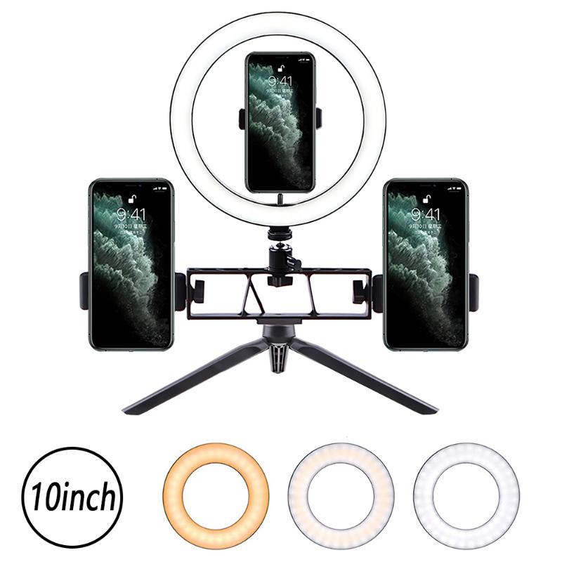 

8/10 Inch LED Ring Selfie Light with Tripod Stand Holder for Youtube Live Studio Desktop Selfie Makeup Light