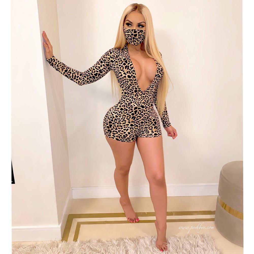 

BKLD Ice Cream Printed Bodycon Sexy V-neck Onesie For Adult Women Plus Size Pajamas Sleepwear Long Sleeve Jumpsuit Shorts Romper T200704, Pineapple