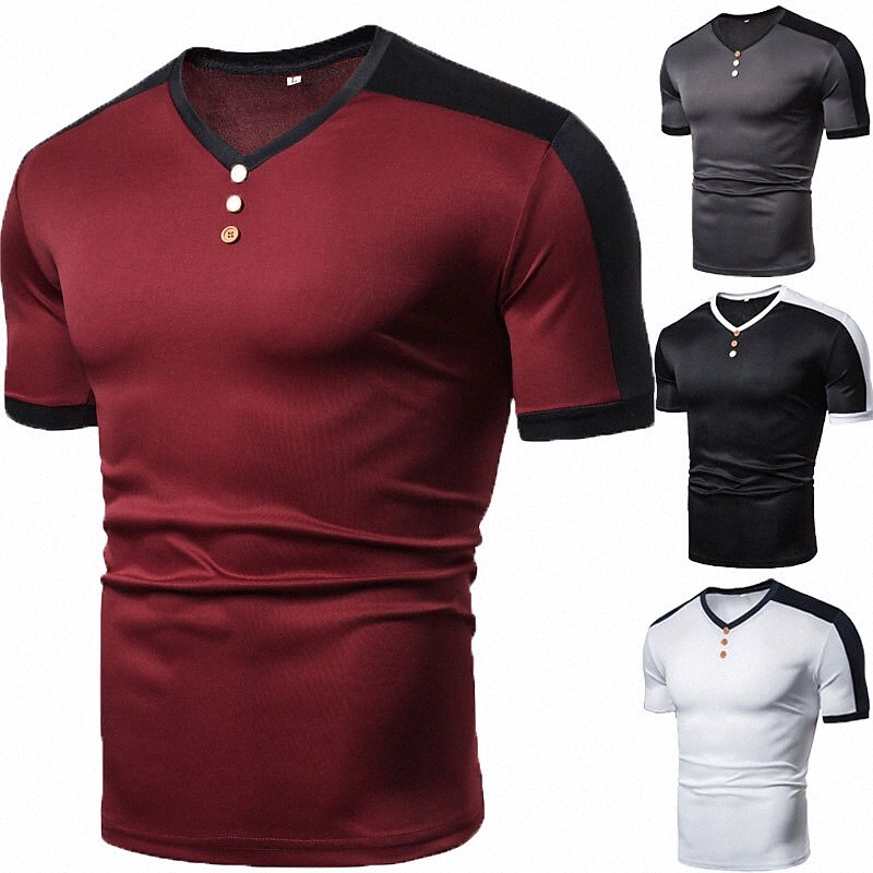 Men's Tee T shirt Shirt Patchwork Graphic Plus Size V Neck Casual Daily Button-Down Short Sleeve Tops Basic Designer Slim Fit Big and Tall W