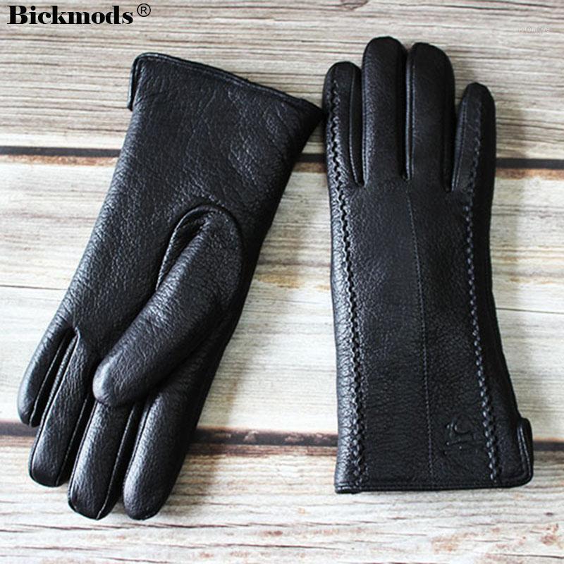 

Winter cold and warm deerskin gloves women's sheepskin fur lining sheep shearing thickened windproof leather 2020 new1