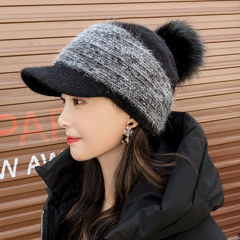 

Hat Women autumn winter Korean fashion winter warm and versatile fashion women with duck tongue Knitted Wool Hat, Card