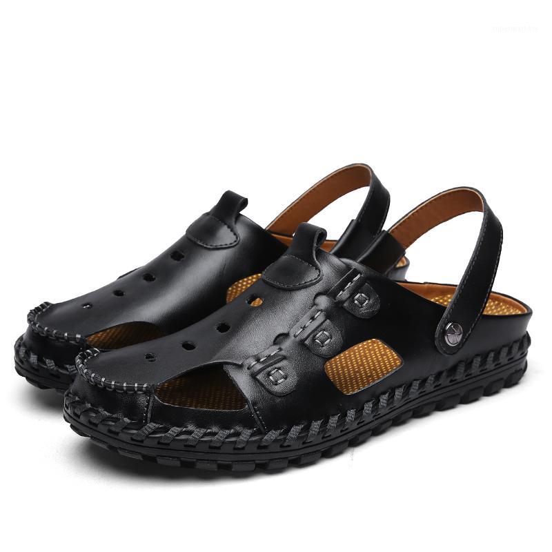 

man sandale 2020 2020 couro summer romanas men fashion safety ete platform sandel sandalle work casual sandalia homme sandalet1, Black