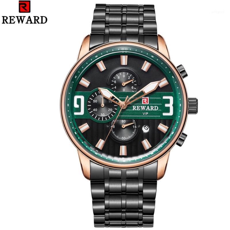 

Wristwatches REWARD Mens Watches Top Men's Sports Watch Men Casual Waterproof Quartz Wristwatch Relogio Masculino1, Rose green