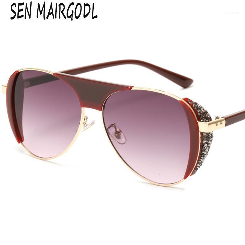 

fashion steam punk sunglasses men designer vintage oval Diamond Sun Glasses Beach Party Metal frame glasses shades women UV4001