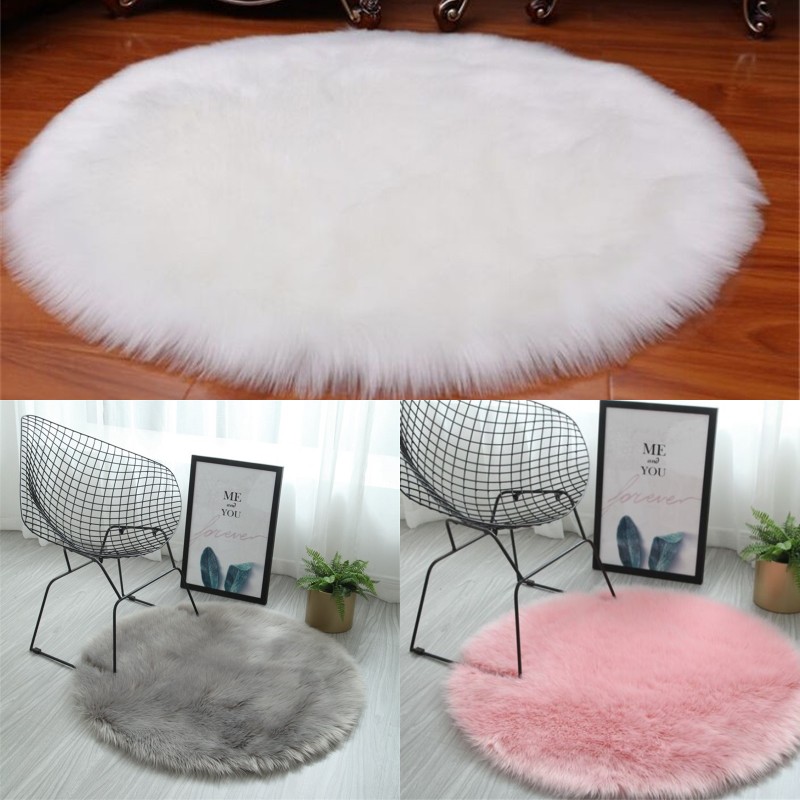 

Pure Color Circular Carpet Imitation Wool Living Room Bedroom Plush Rug Hanging Basket Tent Swivel Chair Cushion 14 99oy J2