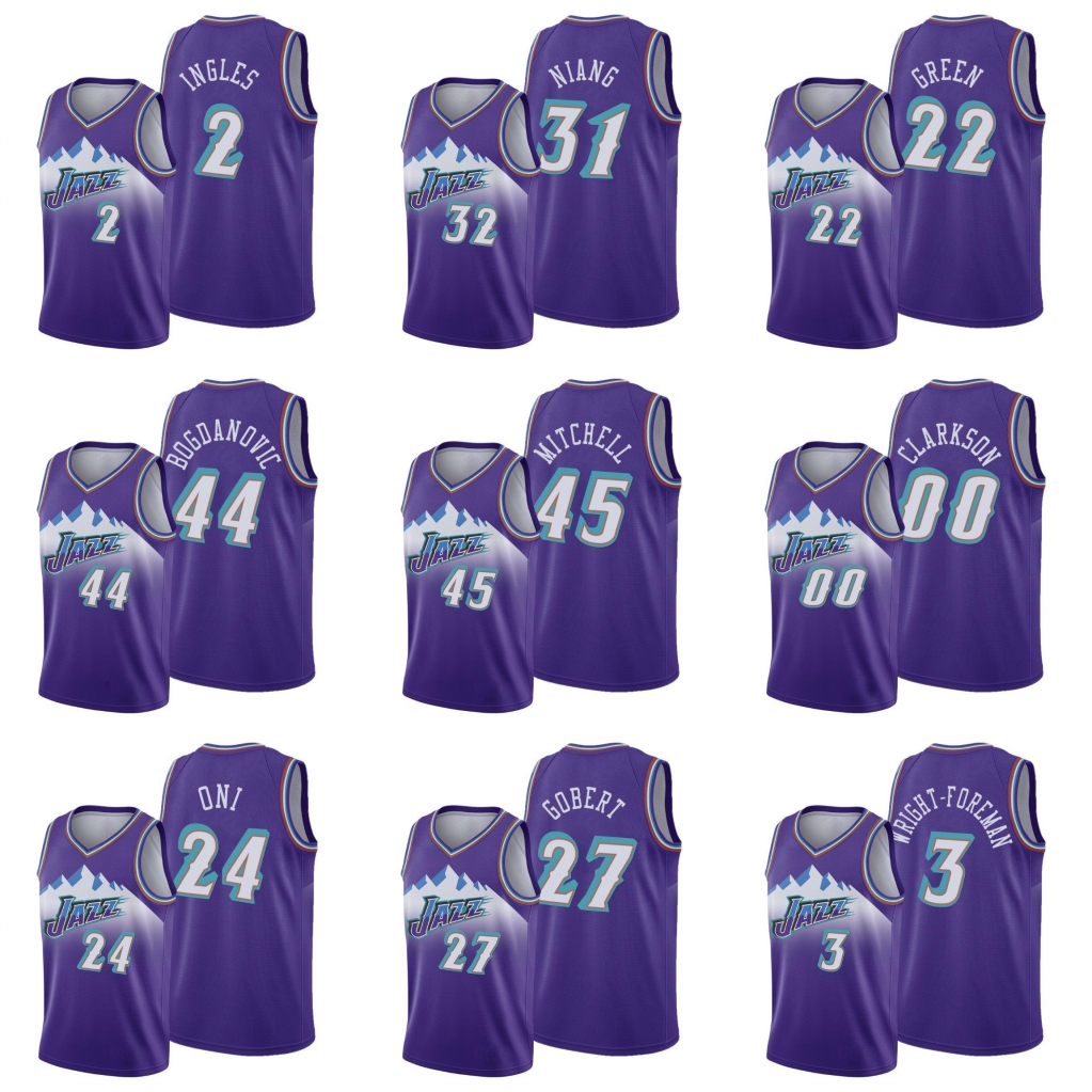 

Utah Jazz Men Justin Wright-Foreman Donovan Mitchell Rudy Gobert Bojan Bogdanovic Purple Custom Jersey, Black