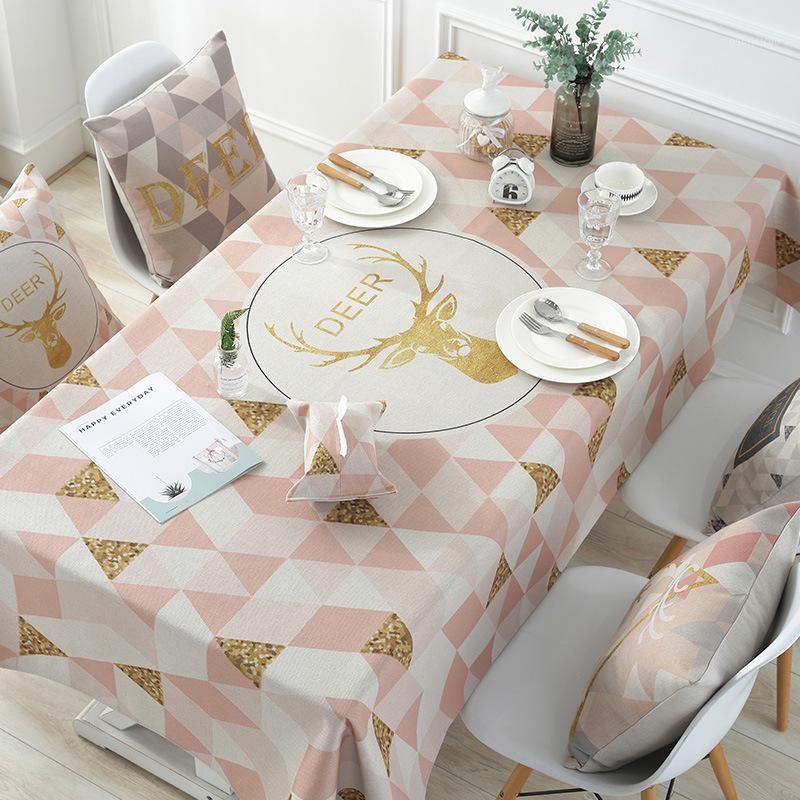 

Nordic Cotton & Cotton Tablecloth Geometric Printing Dustproof Table Cloth Rectangular for Wedding Party Christmas Table Cover1, Color1