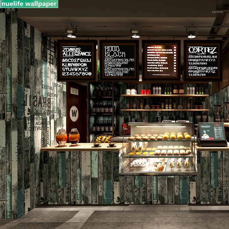 

Retro nostalgic imitation wood planks wallpaper bar cafe restaurant hairdressing clothing store living room bedroom wallpaper1, As pic