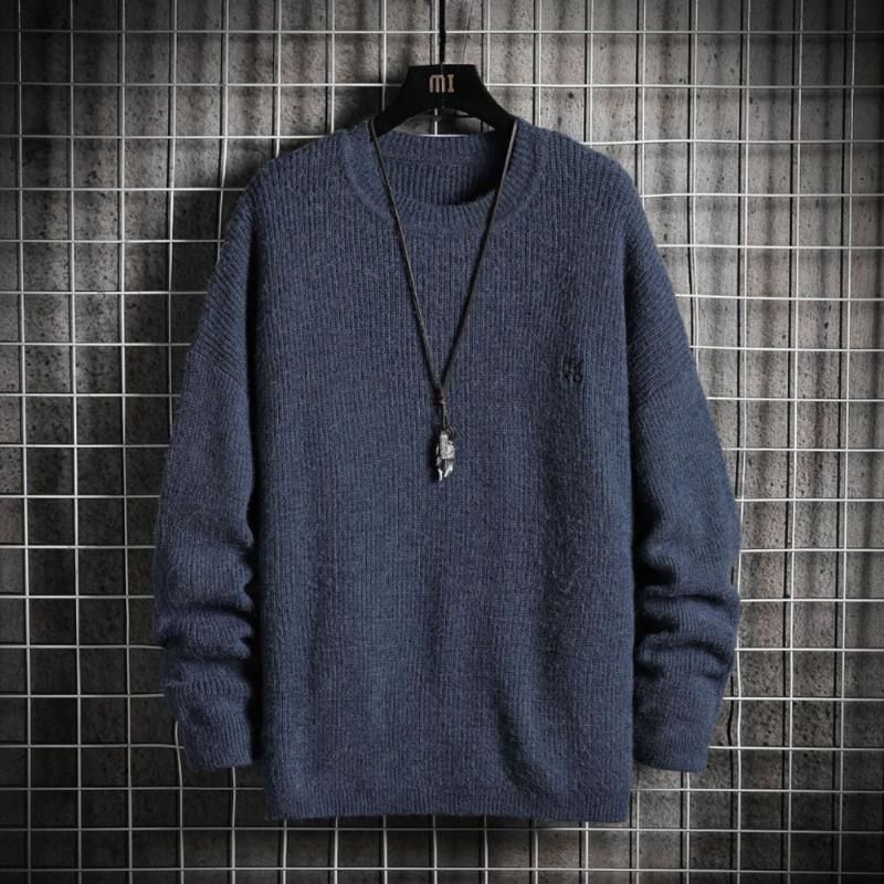 

Sweater Men 2020 New Japan Style Casual Trendy Knit Sweater Round Neck Pullover Bottoming Shirt Student Top, Orange