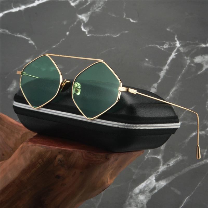

Sunglasses Women Brand Designer Small Frame Polygonal Men Retro Hex Metal FML