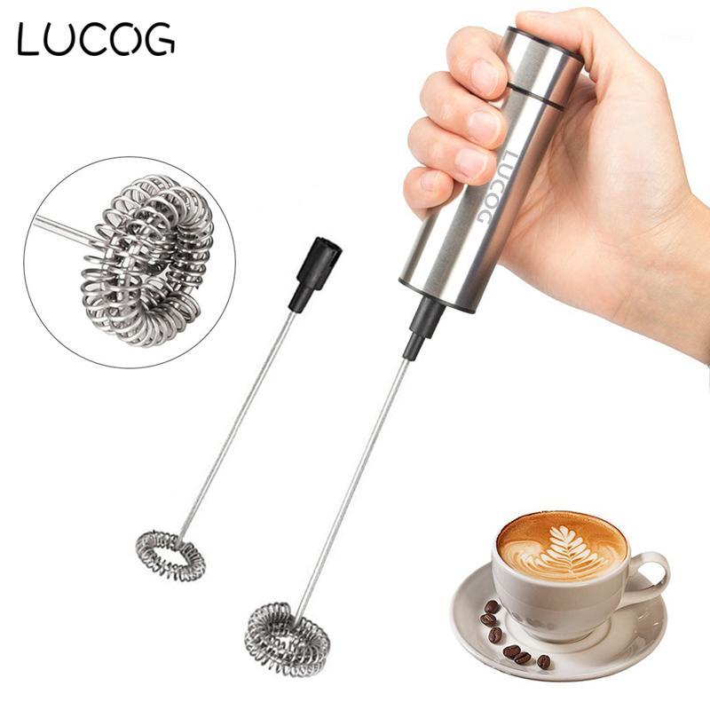 

LUCOG Powerful Handheld Electric Milk Frother With 2pcs Stainless Steel Spring Whisk Battery Operated Coffee Frother Foam Maker1