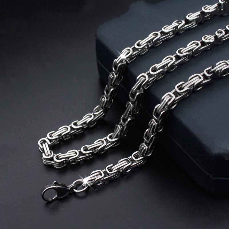 

5mm 7mm Mens Necklace Chains Gold silver color Byzantine Box Link Stainless Steel Chain Neckalaces for Men 50cm 55cm