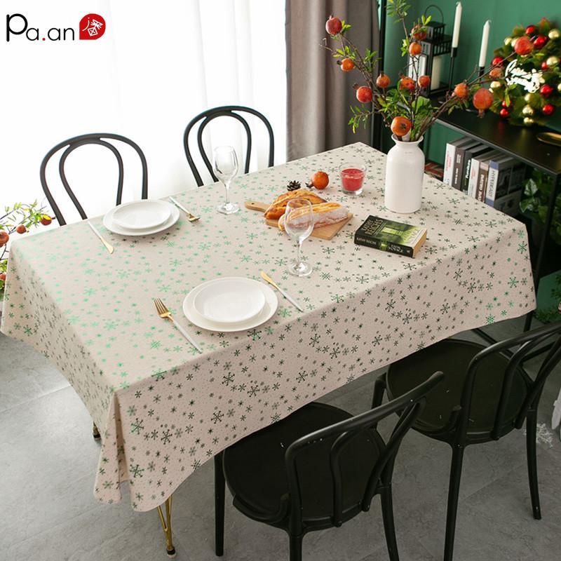 

New Year Christmas Tablecloth Cotton and Linen Table Cloth Rectangular Customization Rose Gold Table Cloth Room Decor Aesthetic