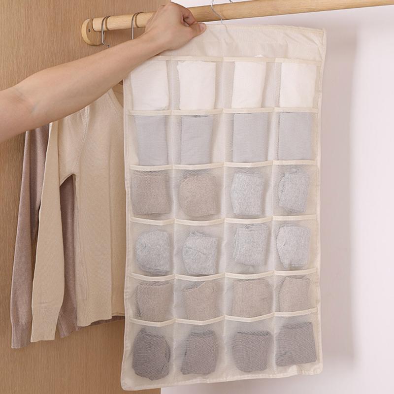 

15/24/36 Pockets Wardrobe Underwear Bags Storage Double-sided Use Hanging Make Up Organizer Household Shelf Clear Socks Bra Rack