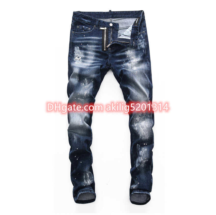 

2021 New Clothing Pants Men Women T Shirts Panther Print Army Green Destroyed Mens Slim Denim Straight Biker Skinny Jeans Men 28-38, Blue