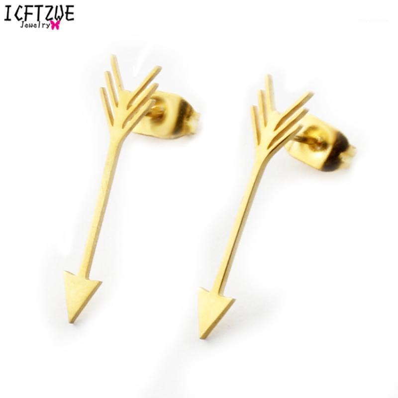

ICFTZWE Gold Colour Arrow Studs Earrings For Women Boucle d'oreille Stainless Steel Boho Jewelry BFF Bridesmaid Gift1