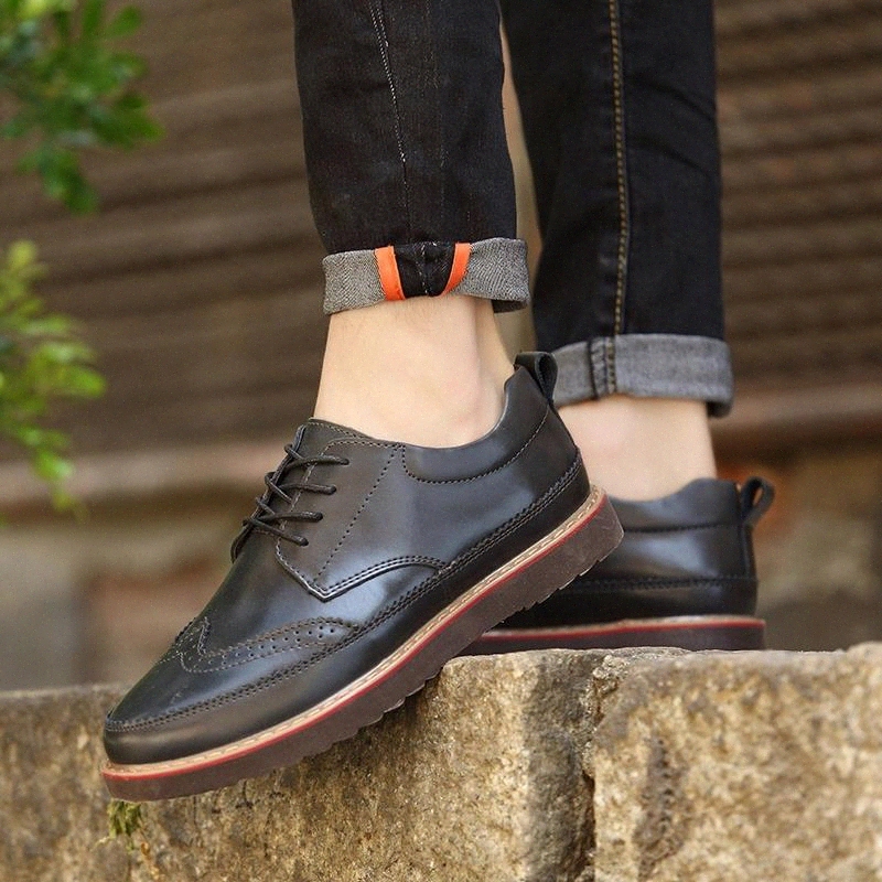 

Man Brogue Shoes outdoor Lace-up Thick Bottom Cut-outs Cow Leather Men dress Business Shoes genuine leather Footwear shoes L5 #iw6f
